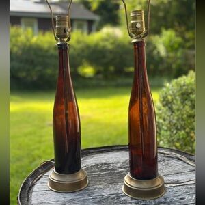Vintage glass wine bottle lamps